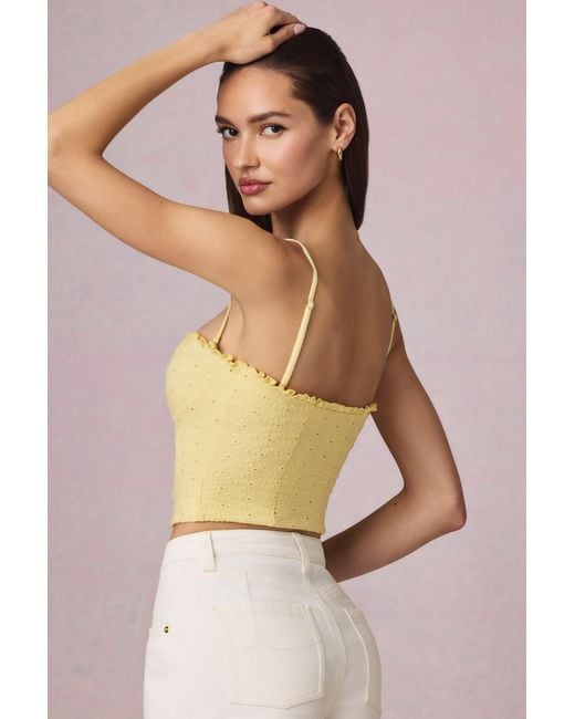 Oh Polly Yellow Modal Broderie Anglaise Camisole Top