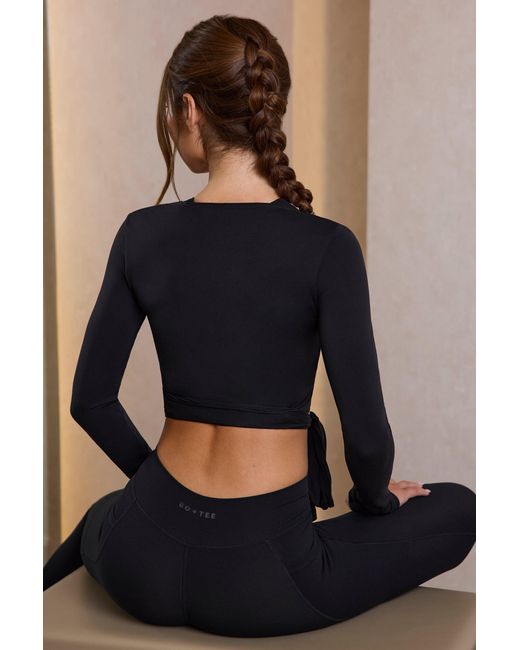 BO+TEE Black Soft Jersey Wrap Crop Top