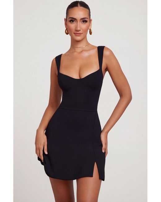 Oh Polly Black Sweetheart Neckline Mini Dress