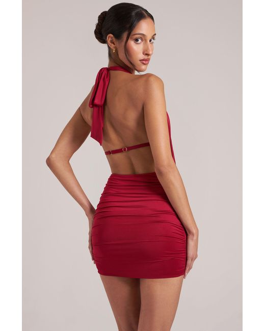 Oh Polly Red Draped Cowl Mini Dress