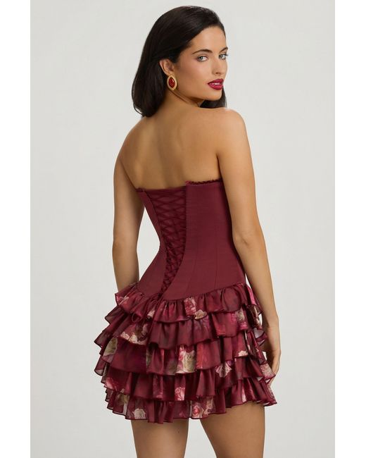 Oh Polly Multicolor Strapless Ruffled Tiered Corset Mini Dress