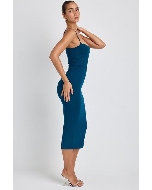 Oh Polly Blue Modal Ruched Layered Midaxi Dress