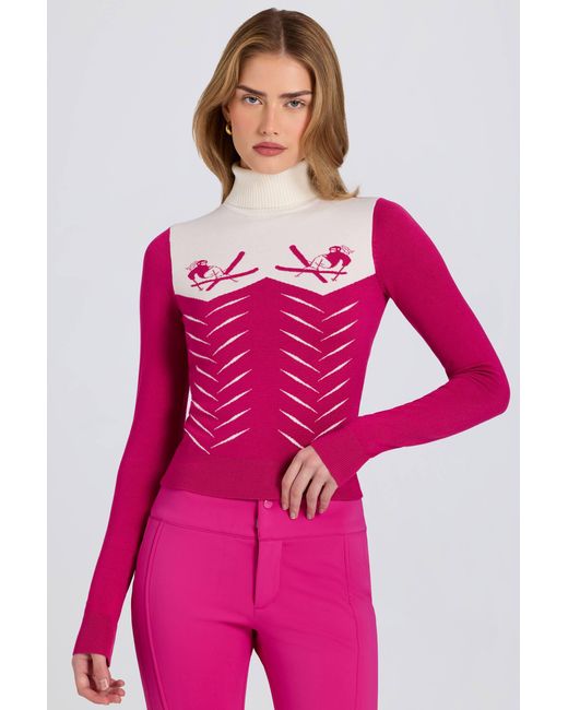 BO+TEE Pink Knit Long-Sleeve Fitted Top