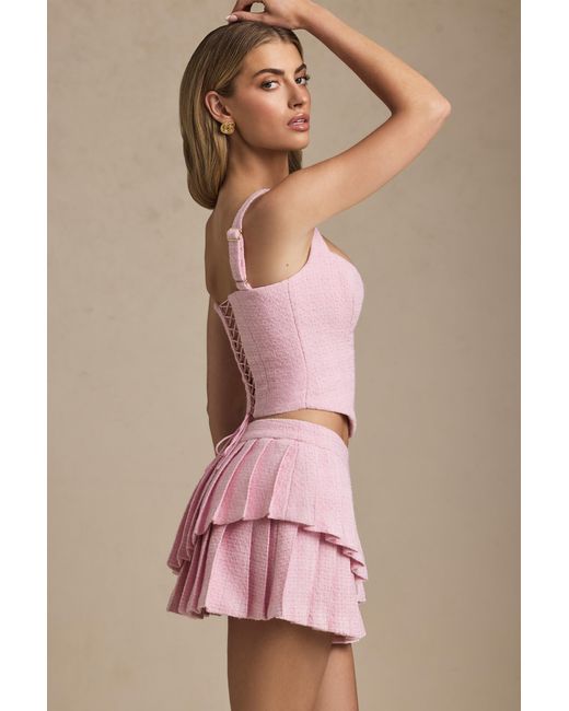 Oh Polly Pink Layered Pleated Low-Rise Mini Skirt