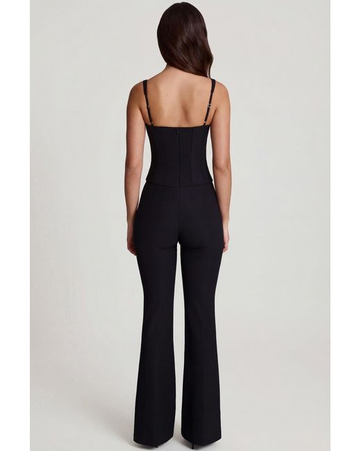 Oh Polly Black Scoop-Neck Corset Flared Leg Jumpsuit
