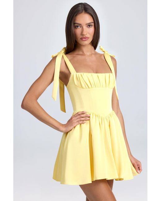 Oh Polly Yellow Draped Corset Mini Dress