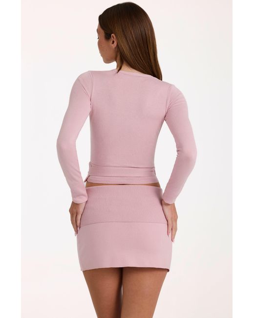 BO+TEE Pink Soft Knit Wrap Top