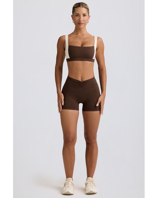 BO+TEE Brown Ruched Mini Shorts