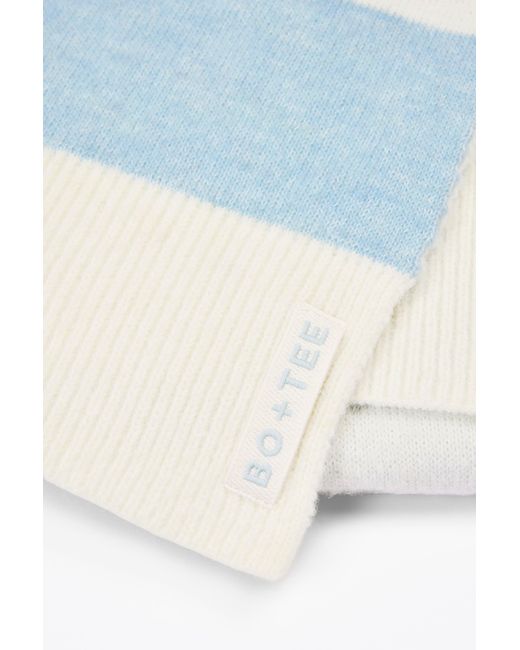 BO+TEE Blue Knit Striped Scarf
