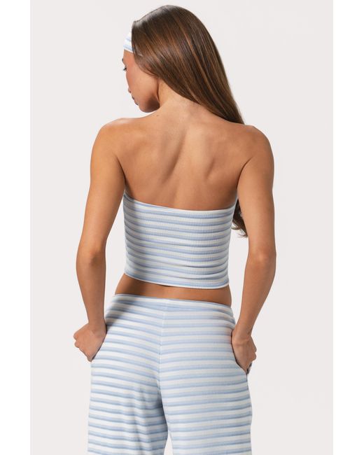 BO+TEE Blue Ribbed Jersey Bandeau Top