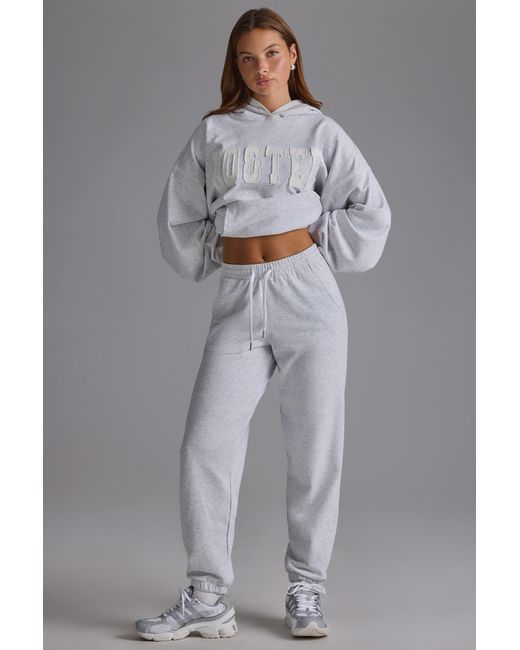 BO+TEE Gray Soft Cotton Jersey Relaxed Mid-Rise Joggers