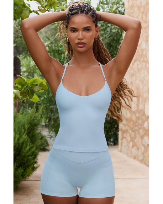 BO+TEE Blue Cross-Back Tank Top
