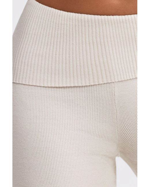 BO+TEE White Chunky Knit Foldover Kick Flare Trousers