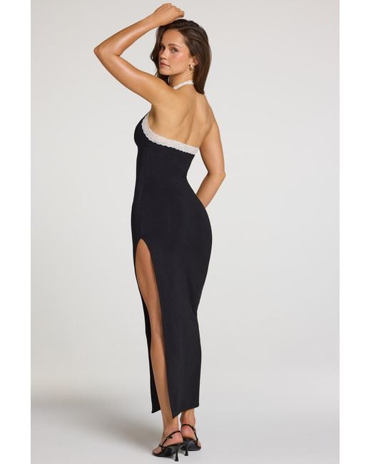 Oh Polly Black Modal Lace-Trim Maxi Dress