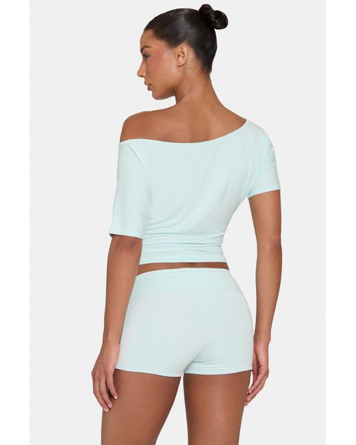 BO+TEE Green Buttercloud Mini Foldover Shorts