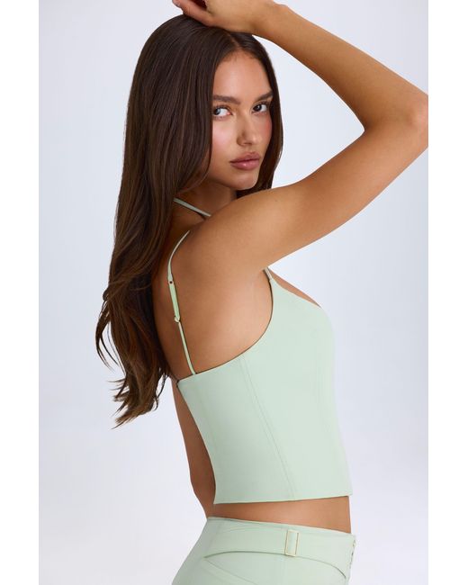 Oh Polly Green Strappy Halterneck Corset Top
