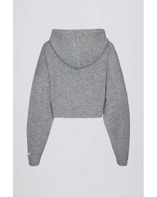 BO+TEE Gray Soft Knit Zip-Up Cropped Hoodie