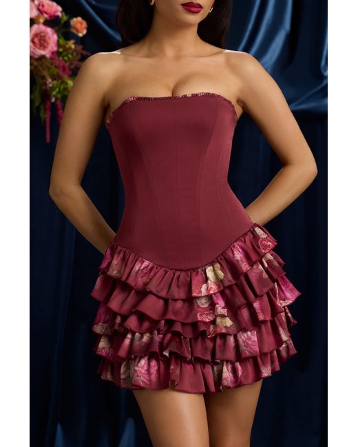 Oh Polly Multicolor Strapless Ruffled Tiered Corset Mini Dress
