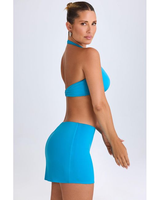Oh Polly Blue Mid-Rise Micro Mini Skirt