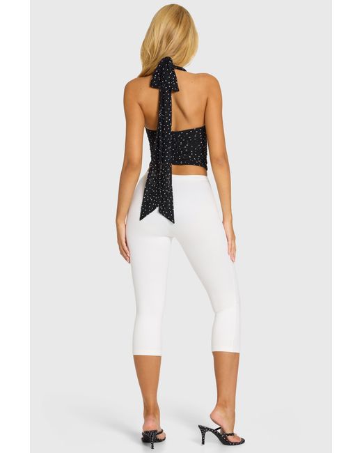 Oh Polly White Ponte Capri Leggings