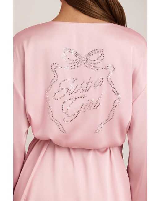 Oh Polly Pink Embellished Wrap-Over Robe