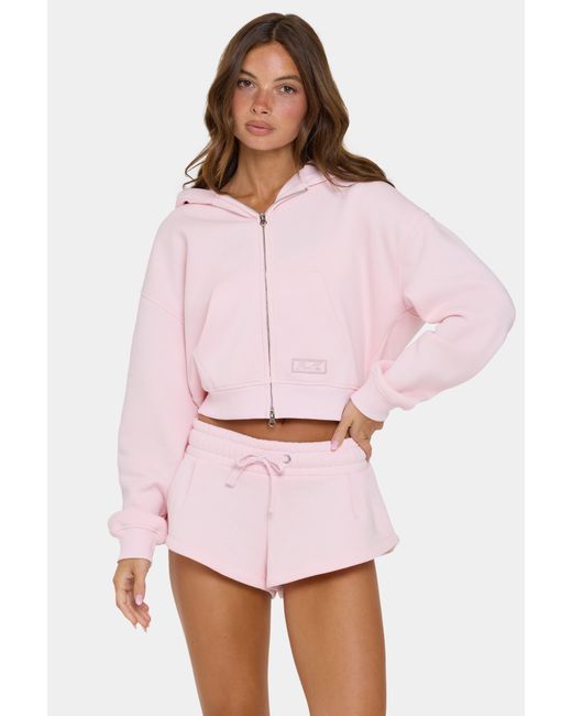 BO+TEE Pink Oversized Zip-Up Hoodie