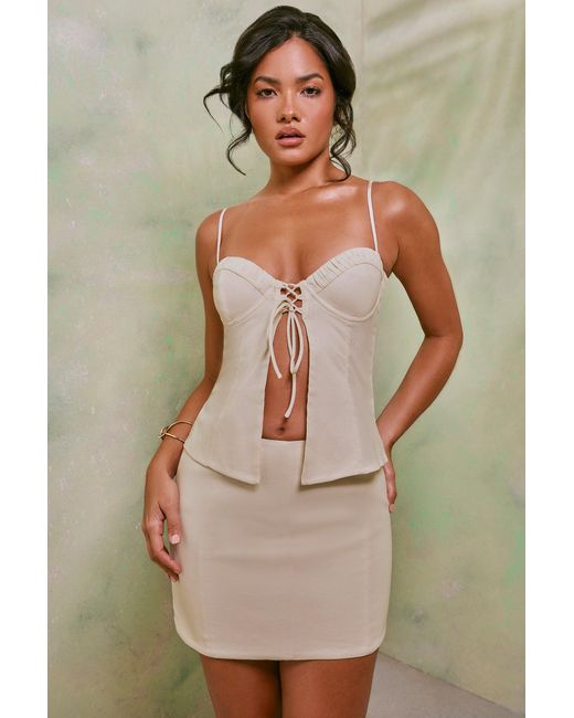 Oh Polly White Mid Rise Linen Mini Skirt