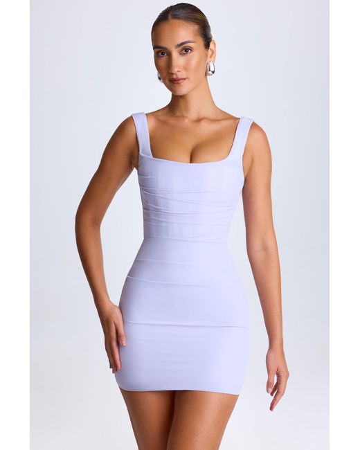 Oh Polly Purple Draped Structured Corset Mini Dress