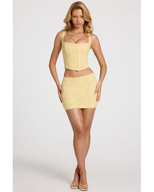 Oh Polly Yellow Lace Mini Skirt