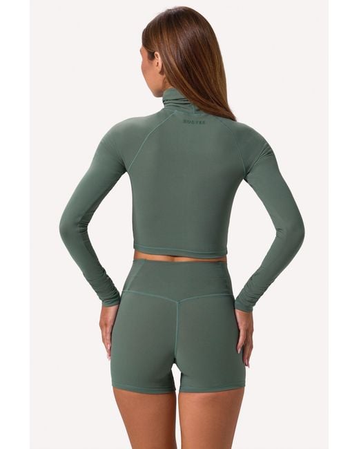 BO+TEE Green Soft Active Turtleneck Crop Top