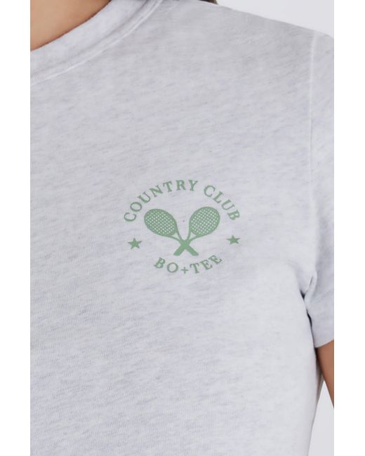 BO+TEE Gray Cropped Graphic T-Shirt