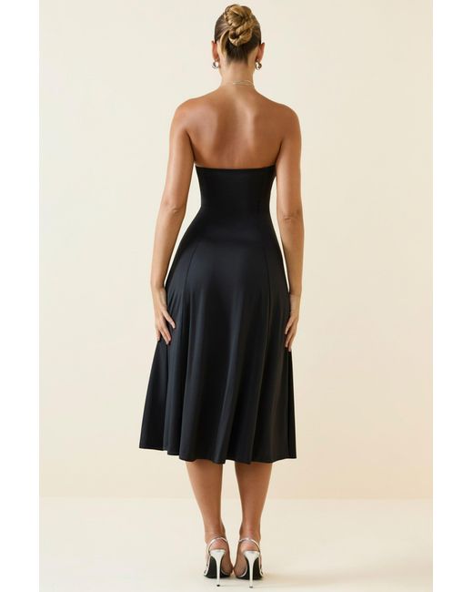 Oh Polly Black Slinky Jersey Strapless A-Line Midaxi Dress