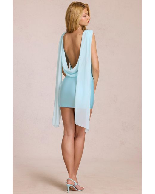 Oh Polly Blue Draped Mini Dress