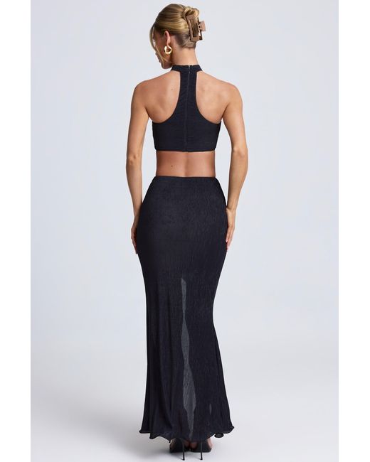 Oh Polly Black Ruffle-Trim Maxi Skirt