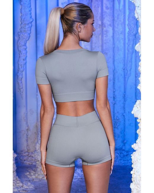 BO+TEE Gray Ribbed Mini Shorts