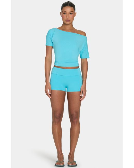 BO+TEE Blue Buttercloud Mini Foldover Shorts