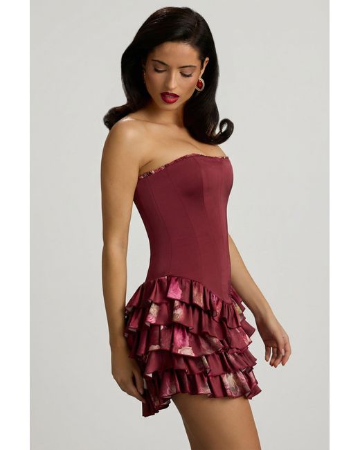 Oh Polly Multicolor Strapless Ruffled Tiered Corset Mini Dress