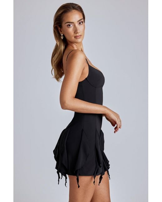 Oh Polly Black Ruffle A-Line Mini Dress