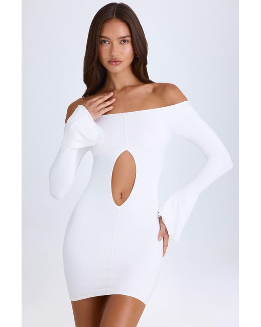 Oh Polly White Off-Shoulder Cut-Out Mini Dress