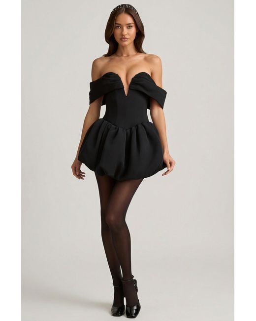 Oh Polly Black Off-Shoulder Layered Bubble Hem Corset Mini Dress