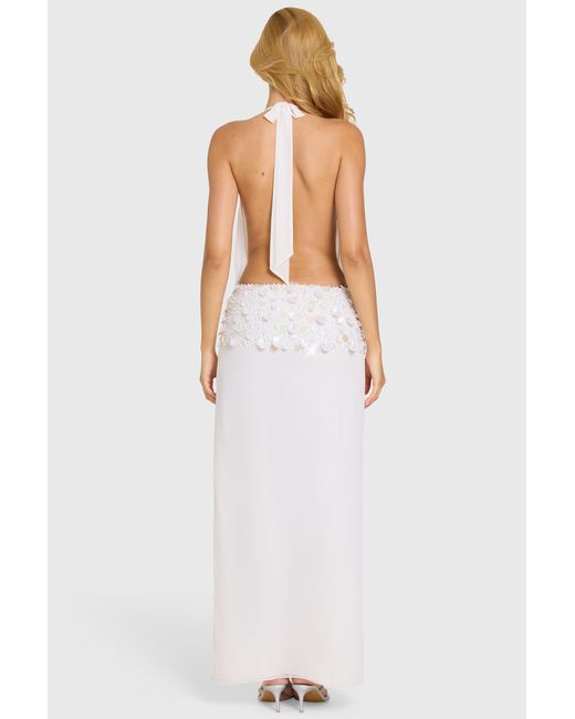 Oh Polly White Embellished Waist Maxi Dress