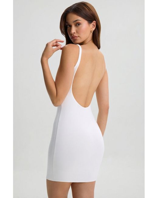 Oh Polly White Modal Low-Back Bodycon Mini Dress