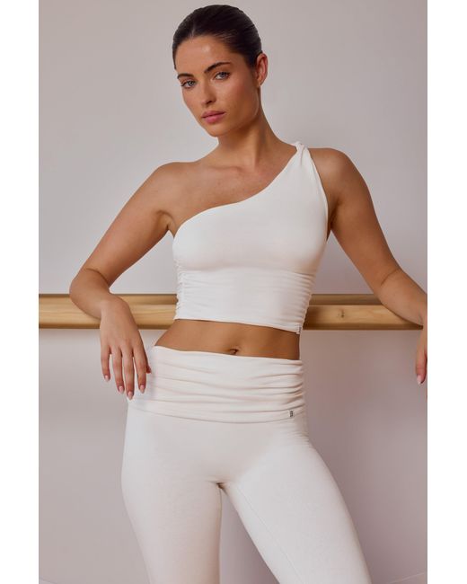 BO+TEE White One-Shoulder Twisted Tank Top