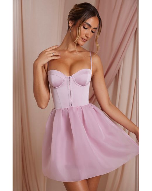 Oh Polly Pink Tulle Skirt Corset Mini Dress
