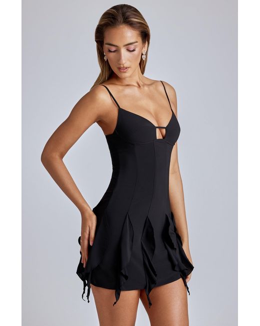 Oh Polly Black Ruffle A-Line Mini Dress