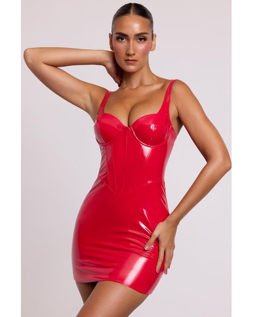 Oh Polly Vinyl Corset Underwired Mini Dress