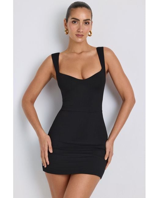 Oh Polly Black Modal Sweetheart Neckline Bodycon Mini Dress
