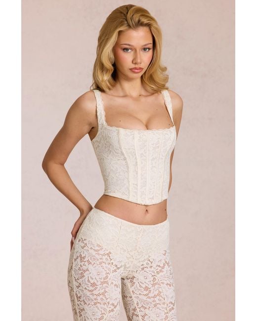 Oh Polly White Lace Soft-Scoop Boned Corset Top