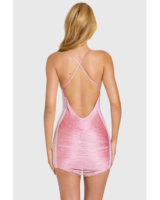 Oh Polly Pink Fringed Mini Dress