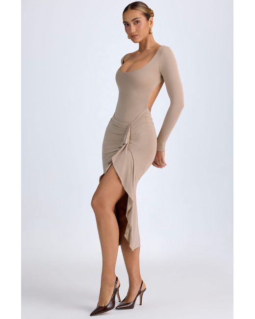 Oh Polly Natural Modal Ruffled Midaxi Dress